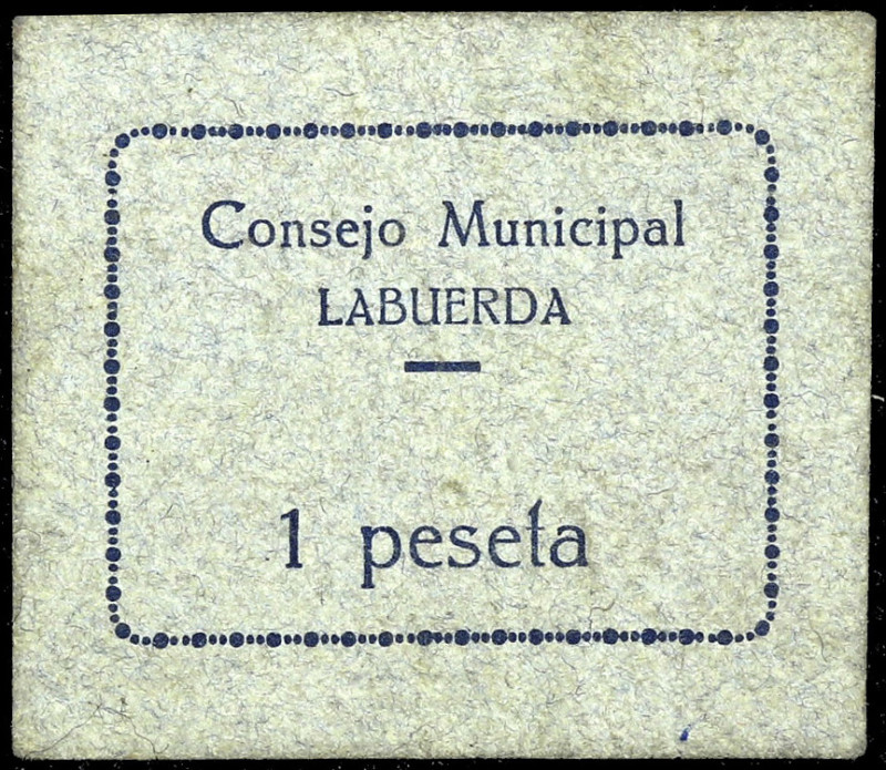 Labuerda (Huesca). Consejo Municipal. 1 peseta. (KG. 436) (RGH. 3082). Cartón. R...
