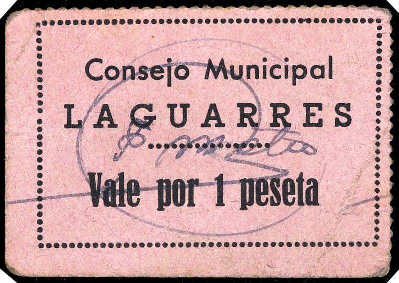 Laguarres (Huesca). Consejo Municipal. 1 peseta. (T. 252) (KG. 438) (RGH. 3095)....