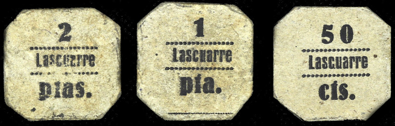 Lascuarre (Huesca). Consejo Local. 50 céntimos, 1 y 2 pesetas. (T. 255 var, 256b...