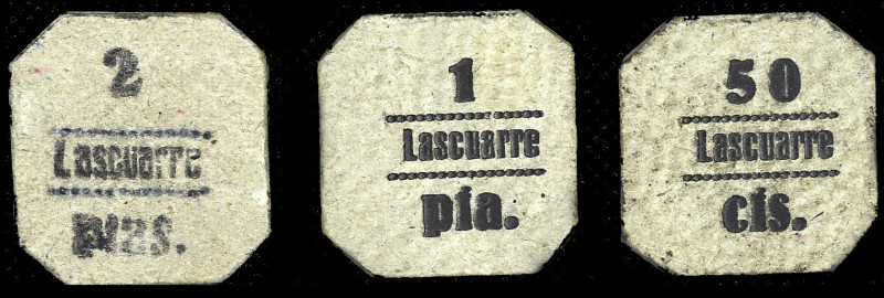Lascuarre (Huesca). Consejo Local 50 céntimos, 1 y 2 pesetas. (T. 255b, 256 y 25...