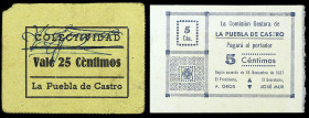 La Puebla de Castro (Huesca). Colectividad y Comisión Gestora. 5 y 25 céntimos. (T. 330a y 336a) (KG. 608 y 608a) (RGH. 4312b y 4316). Muy raros. MBC-...