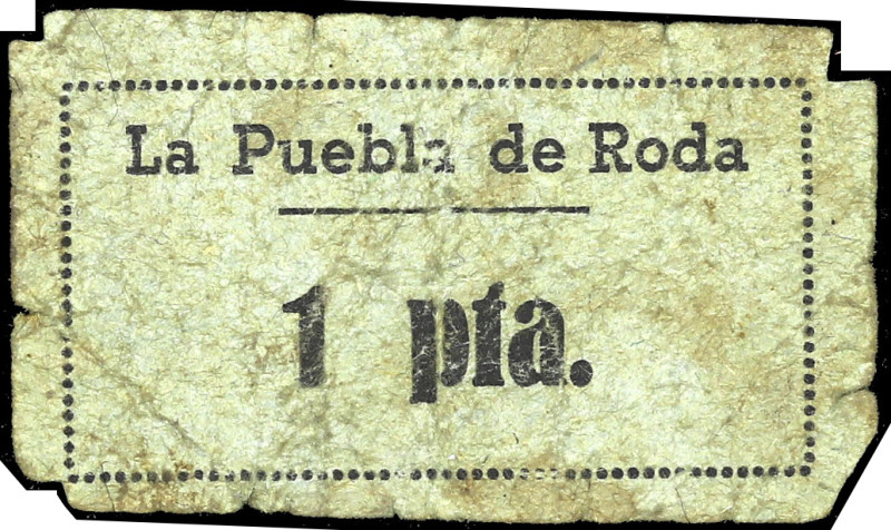 La Puebla de Roda. Ayuntamiento. 1 peseta. (T. 339) (KG. falta) (RGH. 4341). Car...