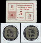 La Puebla de Roda (Huesca). 5, 50 céntimos y 1 peseta. (T. 337, 338 y 342) (KG. 611 y falta) (RGH. 4338, 4339 y 4342). 2 cartones, Comité de Enlace An...