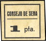 Sena (Huesca). Consejo Local de Defensa. C.N.T.-U.G.T. 1 peseta. (KG. 697) (RGH. 4823). Cartón. Muy raro. EBC-.