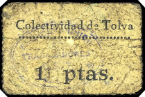 Tolva (Huesca). Colectividad. 1 peseta (1 ptas (sic)). (T. 368) (KG. falta) (RGH. 5033). Cartón. Rarísimo. BC.