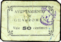 Guarroman (Jaén). Ayuntamiento. 50 céntimos. (KG. 402) (RGH. 2790 var). Cartón. Raro. BC.