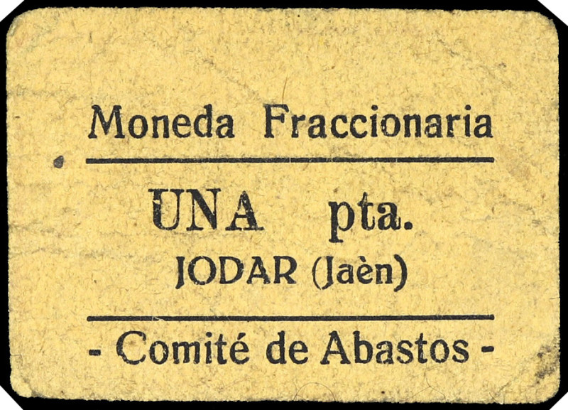Jódar (Jaén). Comité de Abastos. Moneda Fraccionaria. 1 peseta. (KG. 433) (RGH. ...