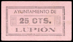 Lupión (Jaén). Ayuntamiento. 25 céntimos. (KG. 461) (RGH. 3275). Cartón. Muy raro. MBC+.