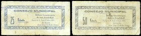 Navas de San Juan (Jaén). Consejo Municipal. 25 y 50 céntimos. (KG. 532) (RGH. 3825 y 3826). 2 billetes. Raros. BC/BC+.