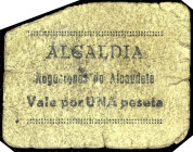 Noguerones de Alcaudete (Jaén). Alcaldía. 1 peseta. (KG. 537a) (RGH. 3855). Cartón. Una esquina rota. Rarísimo. BC-.