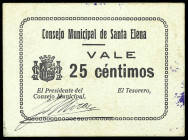 Santa Elena (Jaén). Consejo Municipal. 25 céntimos. (KG. 683) (RGH. 4733). Cartón. Rarísimo. EBC-.