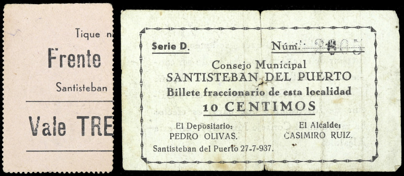 Santisteban del Puerto (Jaén). Consejo Municipal. 10 céntimos (dos). (KG. 689 y ...