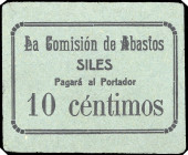 Siles (Jaén). Comisión de Abastos. 10 céntimos. (KG. 702) (RGH. 4861a). Cartón. Rarísimo. EBC.