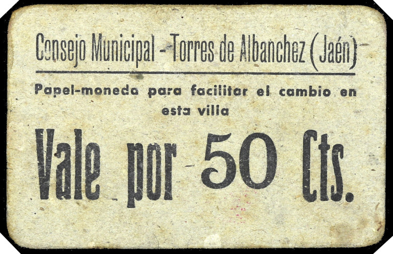 Torres de Albanchez (Jaén). Consejo Municipal. 50 céntimos. (KG. 744) (RGH. 5133...