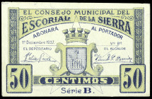 El Escorial de la Sierra (Madrid). Consejo Municipal. 50 céntimos. (KG. 331a) (RGH. 2325). Escaso. MBC+.