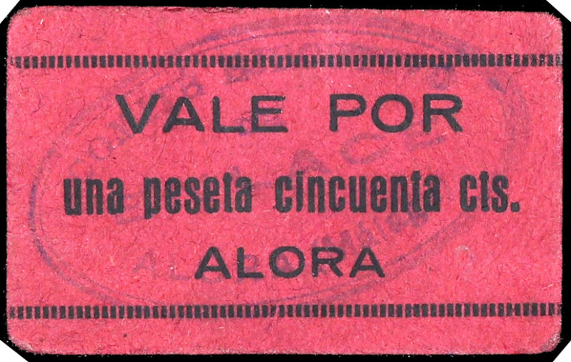 Alora (Málaga). Comité de Enlace. 1,50 pesetas. (KG. falta valor) (RGH. 648). Ca...