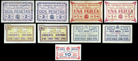 Bullas (Murcia). El Consejo Municipal. 10, 25 (dos), 50 céntimos (dos), 1 (dos) y 2 pesetas (dos). (CCT. 60 a 68) (KG. 195a, 195b y 195c) (RGH. 1316 a...