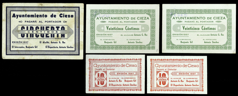 Cieza (Murcia). Ayuntamiento. 10 (dos), 25 (dos) y 50 céntimos. (CCT. 117, 117 v...