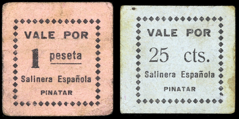 Pinatar (San Pedro de) (Murcia). Salinera Española. 25 céntimos y 1 peseta. (CCT...