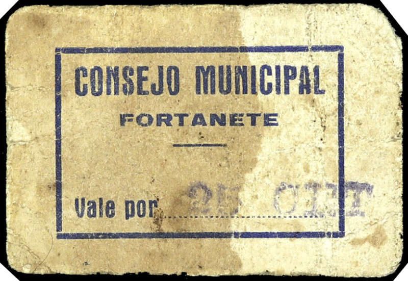 Fortanete (Teruel). Consejo Municipal. 25 céntimos. (KG. 360) (RGH. 2489). Cartó...