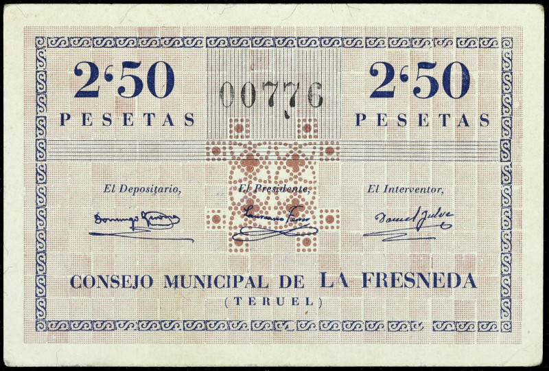 La Fresneda (Teruel). Consejo Municipal. 2,50 pesetas. (T. 228) (KG. 366) (RGH. ...