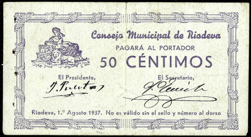 Riodeva (Teruel). Consejo Municipal. 50 céntimos. (KG. 642) (RGH. 4523 sin image...