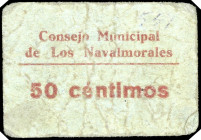 Los Navalmorales (Toledo). Consejo Municipal. 50 céntimos. (KG. 530a) (RGH. falta). Cartón. Muy raro. BC+.
