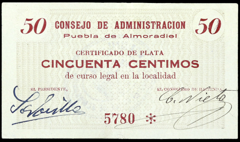 Puebla de Almoradiel (Toledo). Consejo de Administración. 50 céntimos. (KG. 607)...