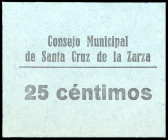 Santa Cruz de la Zarza (Toledo). Consejo Municipal. 25 céntimos. (KG. 680a) (RGH. falta). Cartón. Muy raro y más así. EBC.