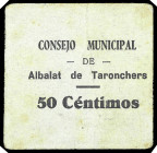 Albalat de Taronchers (Valencia). Consejo Municipal. 50 céntimos. (T. 42) (KG. 26) (RGH. 157, sin imagen). Cartón. MBC-.