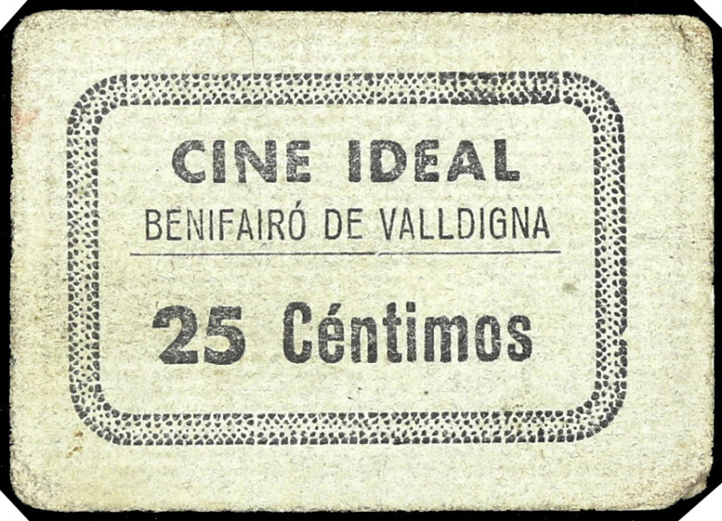 Benifairó de Valldigna (Valencia). Cine Ideal. 25 céntimos. (Inédito). Cartón. M...