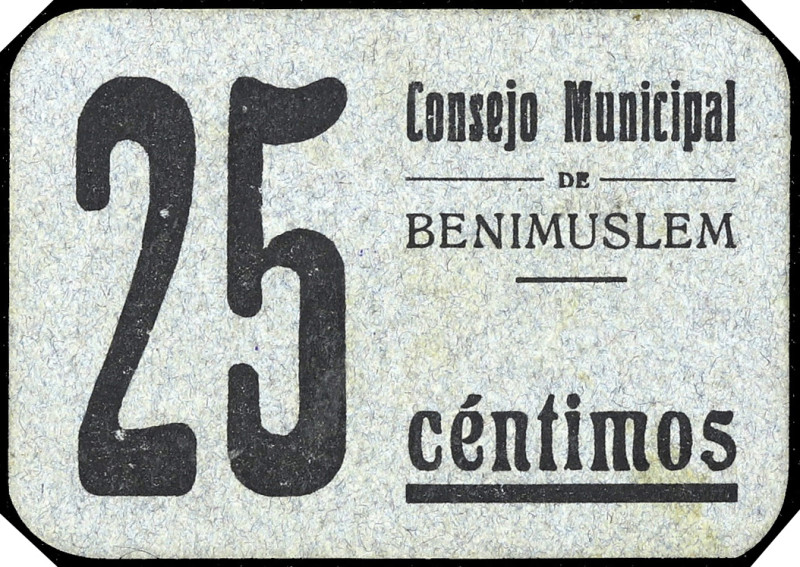 Benimuslem (Valencia). Consejo Municipal. 25 céntimos. (T. 375) (KG. falta) (RGH...