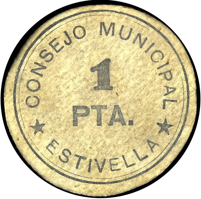 Estivella (Valencia). Consejo Municipal. 1 peseta. (T. 737) (KG. 340) (RGH. 2376...