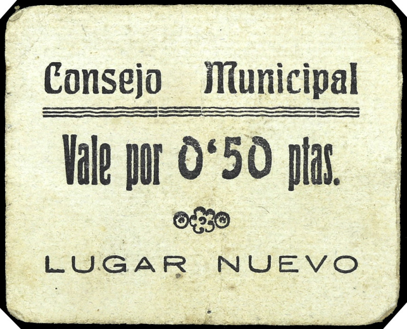 Lugar Nuevo (Valencia). Consejo Municipal. 50 céntimos. (T. 897, mismo ejemplar)...