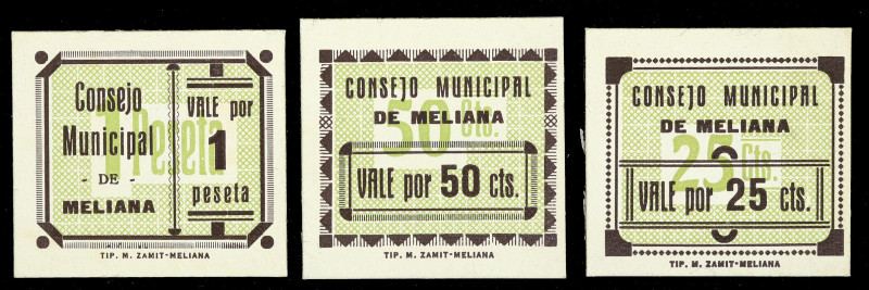 Meliana (Valencia). Consejo Municipal. 25, 50 céntimos y 1 peseta. (T. 944 a 946...