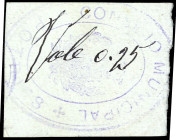 Potries (Valencia). Consejo Municipal. 25 céntimos. (T. 1175) (KG. 599) (RGH. 4267). Valor manuscrito. Extraordinariamente raro. MBC+.