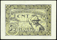 Requena (Valencia). Colectividad Agrícola C.N.T. 50 céntimos. (T. 1232b) (KG. 638, falta valor) (RGH. 4493). Raro. MBC.