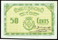 Simat de Valldigna (Valencia). Consejo Municipal. 50 céntimos. (T. 1345) (KG. 703) (RGH. 4868 var). Con firma. Escaso. MBC+.