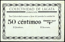 Lagata (Zaragoza). Colectividad. 50 céntimos. (KG. 437) (RGH. 3089). Raro. MBC-.