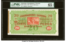 Argentina Banco Oxandaburu y Garbino 20 Pesos Bolivianos 1.12.1867 Pick S1778r Remainder PMG Gem Uncirculated 65 EPQ; Bolivia Banco Central 50 Bolivia...