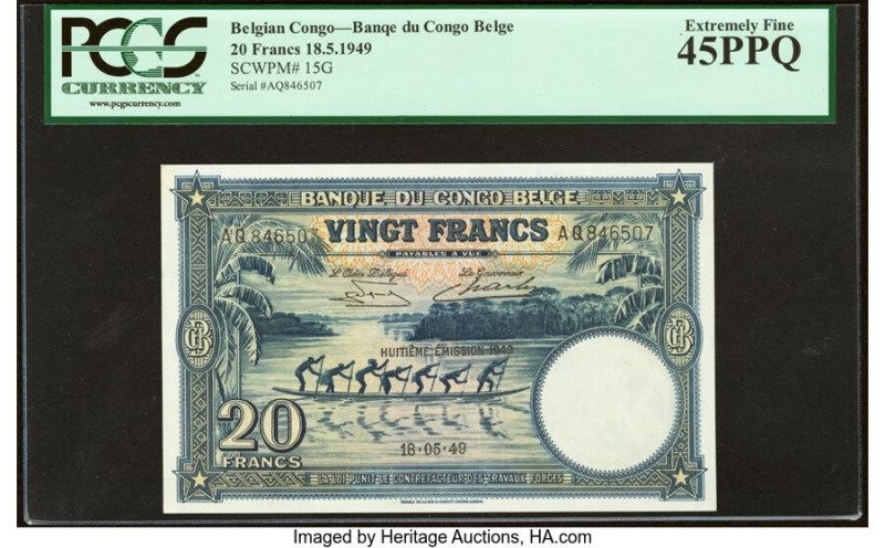 Belgian Congo Banque du Congo Belge 20 Francs 18.5.1949 Pick 15G PCGS Extremely ...
