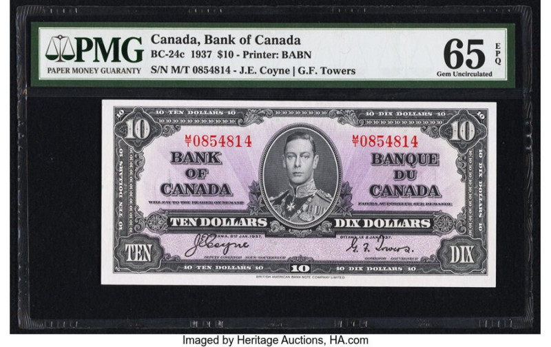 Canada Bank of Canada $10 2.1.1937 BC-24c PMG Gem Uncirculated 65 EPQ. 

HID0980...