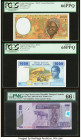Central African States Banque des Etats de l'Afrique Centrale, Central African Republic 2000; 1000 Francs 1999; 2002 Pick 303Ff; 607C Two Examples PCG...