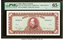 Chile Banco Central de Chile 10 Escudos on 10,000 Pesos ND (1960-61) Pick 131 PMG Gem Uncirculated 65 EPQ. PMG incorrectly labeled this example as Pic...
