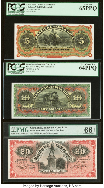 Costa Rica Banco de Costa Rica 5; 10; 20 Colones ND (1908) (2); 1.1.1906 Pick S1...