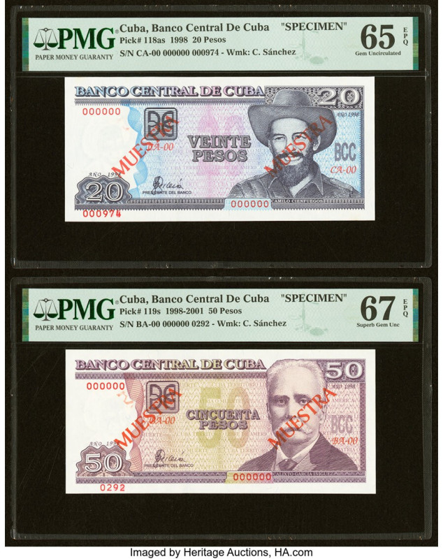 Cuba Banco Central de Cuba 20; 50 Pesos 1998; 1998-2001 Pick 118as; 119s Two Spe...