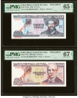 Cuba Banco Central de Cuba 20; 50 Pesos 1998; 1998-2001 Pick 118as; 119s Two Specimen PMG Gem Uncirculated 65 EPQ; Superb Gem Unc 67 EPQ. 

HID0980124...