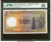 Egypt National Bank of Egypt 10 Pounds 12.10.1935 Pick 23sp Specimen Proof PMG Extremely Fine 40. Perforated Specimen, previous mounting and printer's...
