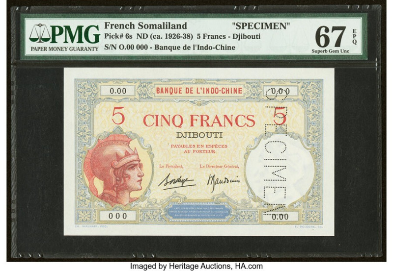 French Somaliland Banque de l'Indochine, Djibouti 5 Francs ND (1928-38) Pick 6s ...