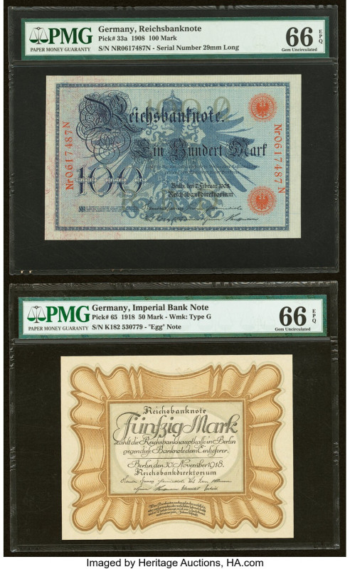 Germany Reichsbanknote; Imperial Bank Note 100; 50 Mark 7.2.1908; 30.11.1918 Pic...